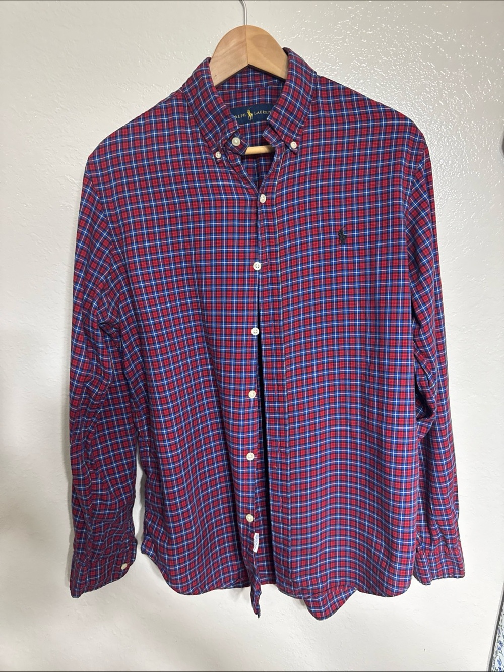 Ralph Lauren Red and Blue Plaid Button-Down Shirt